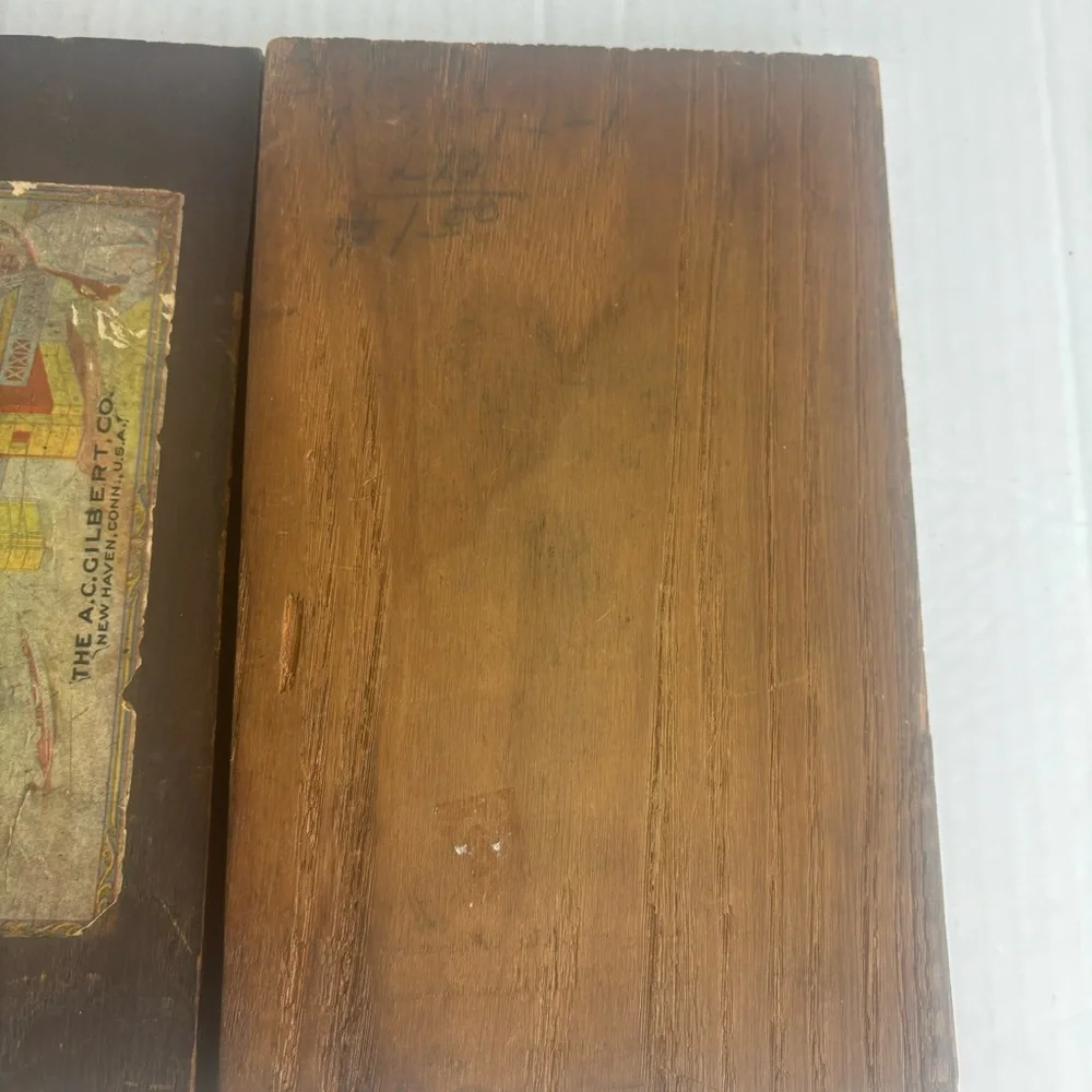 Antique-Wooden Box W/Advertising/Gilbert Anchor Blocks/Retro Toy Decor